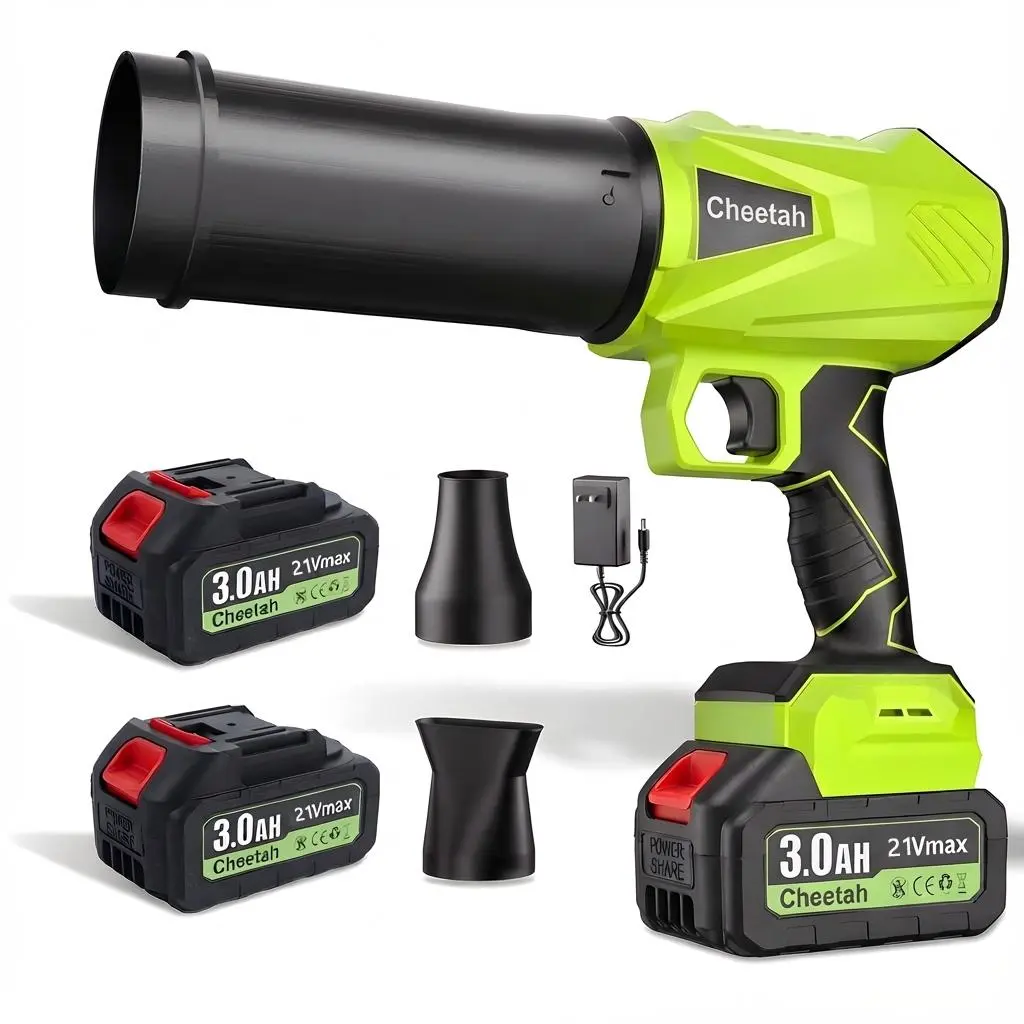 Wireless Leaf Blower with Two 6000mAh Batteries & Brushless Motor, High-Velocity Airflow for Drying Vehicles, Removing Debris and Snow
