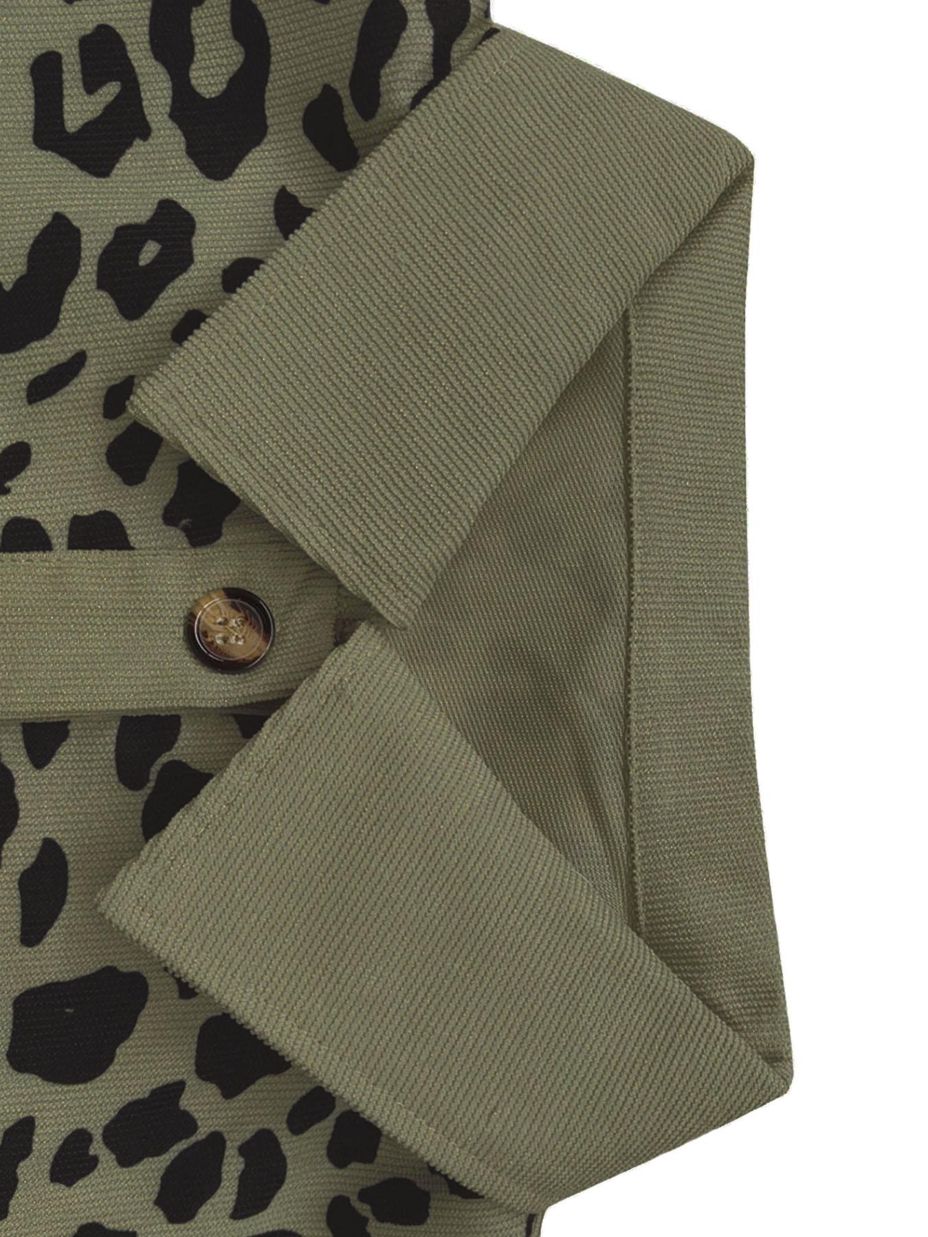 Women's Leopard Print Button Front Drop Shoulder Shirt Coat, Casual Long Sleeve Collared Pocket Blouse for Daily Wear, Ladies Clothes for All Seasons