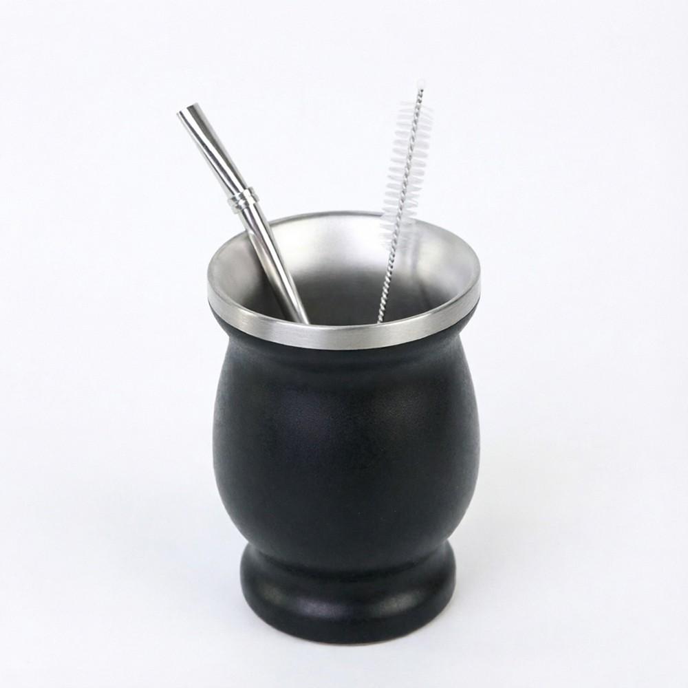 3-Piece Stainless Steel Mate Cup Set, Gourd Shape Retro Style, Dual-Layer Vacuum Insulation, Includes Straw and Brush, Outdoor Travel/daily Tea Drinking