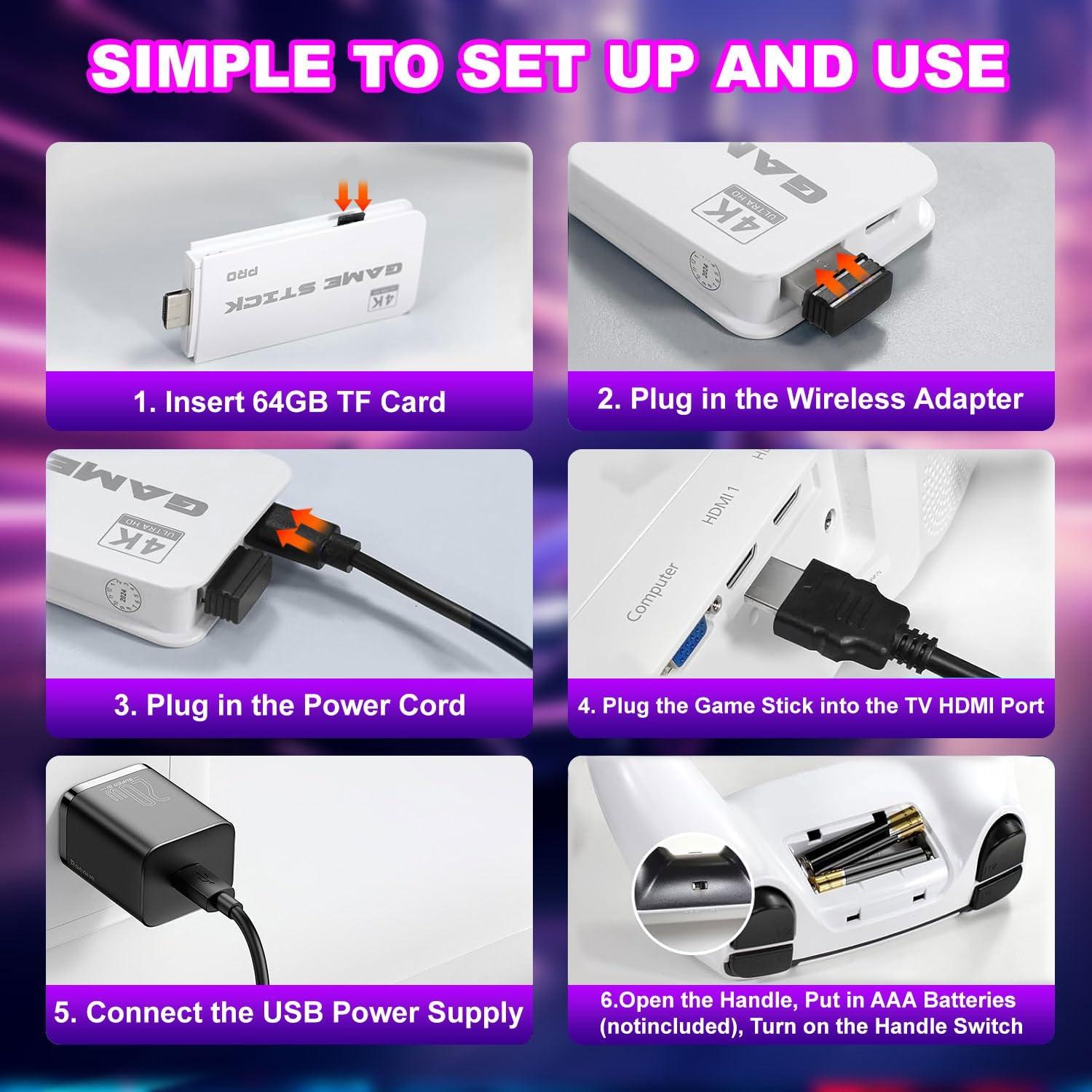 Portable Game Console with Wireless Controller and HDMI Output, Perfect Gift for Friends and Family, Home Gaming Essential, Wireless Game Stick, Video Games Stick