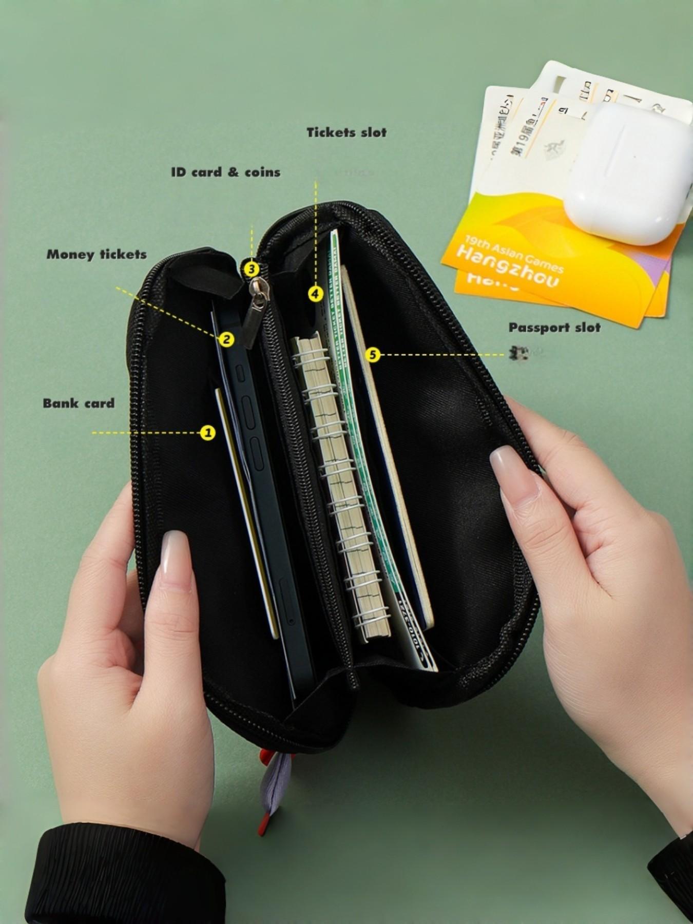 Passport Wallet Multi-Layer Travel Organizer, ID Card Holder, Cash and Coin Pouch, Digital Storage Bag, Essential Travel Accessory