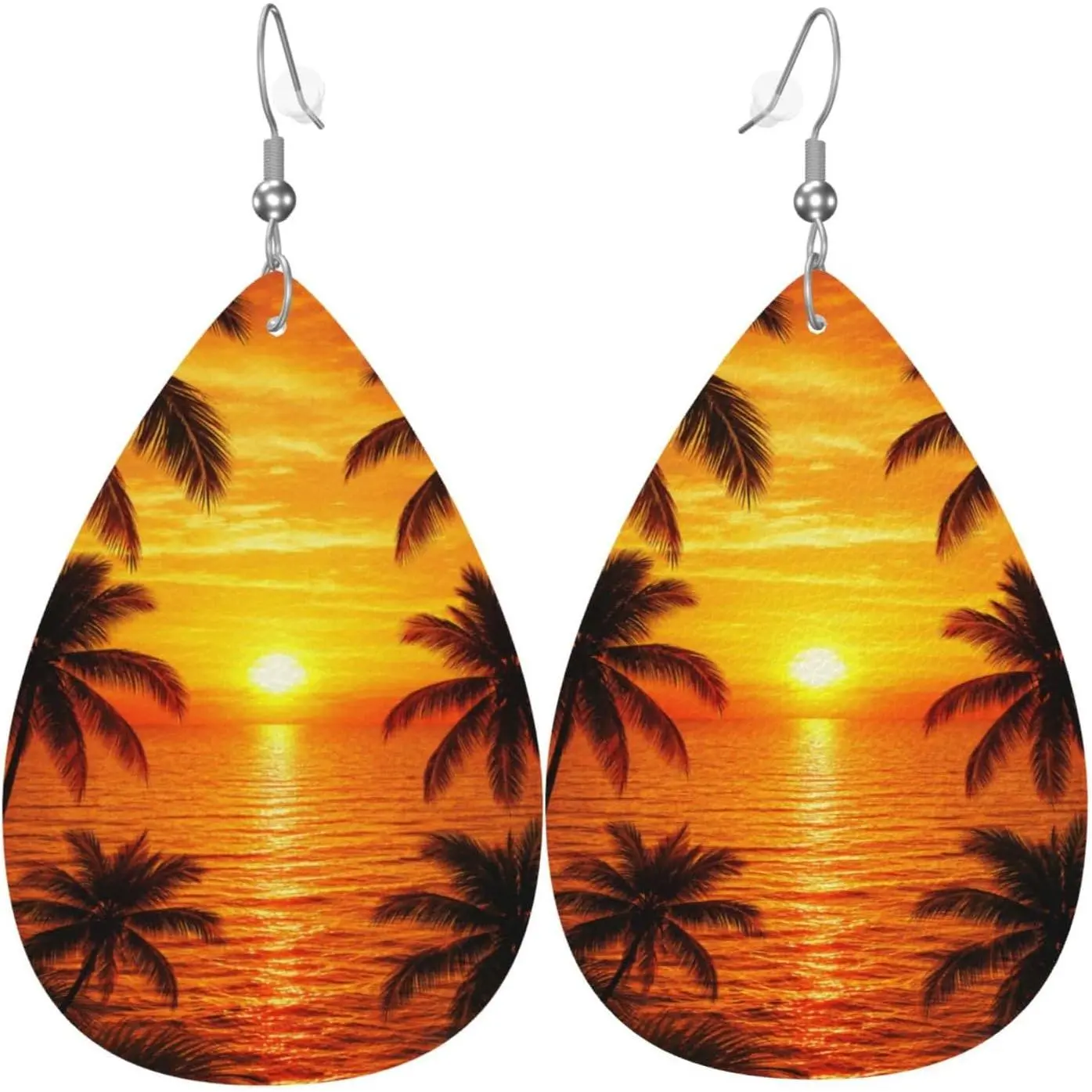 Women's Synthetic Faux Leather Teardrop Form Earrings, Lightweight Drop-Dangle Style for Casual Wear