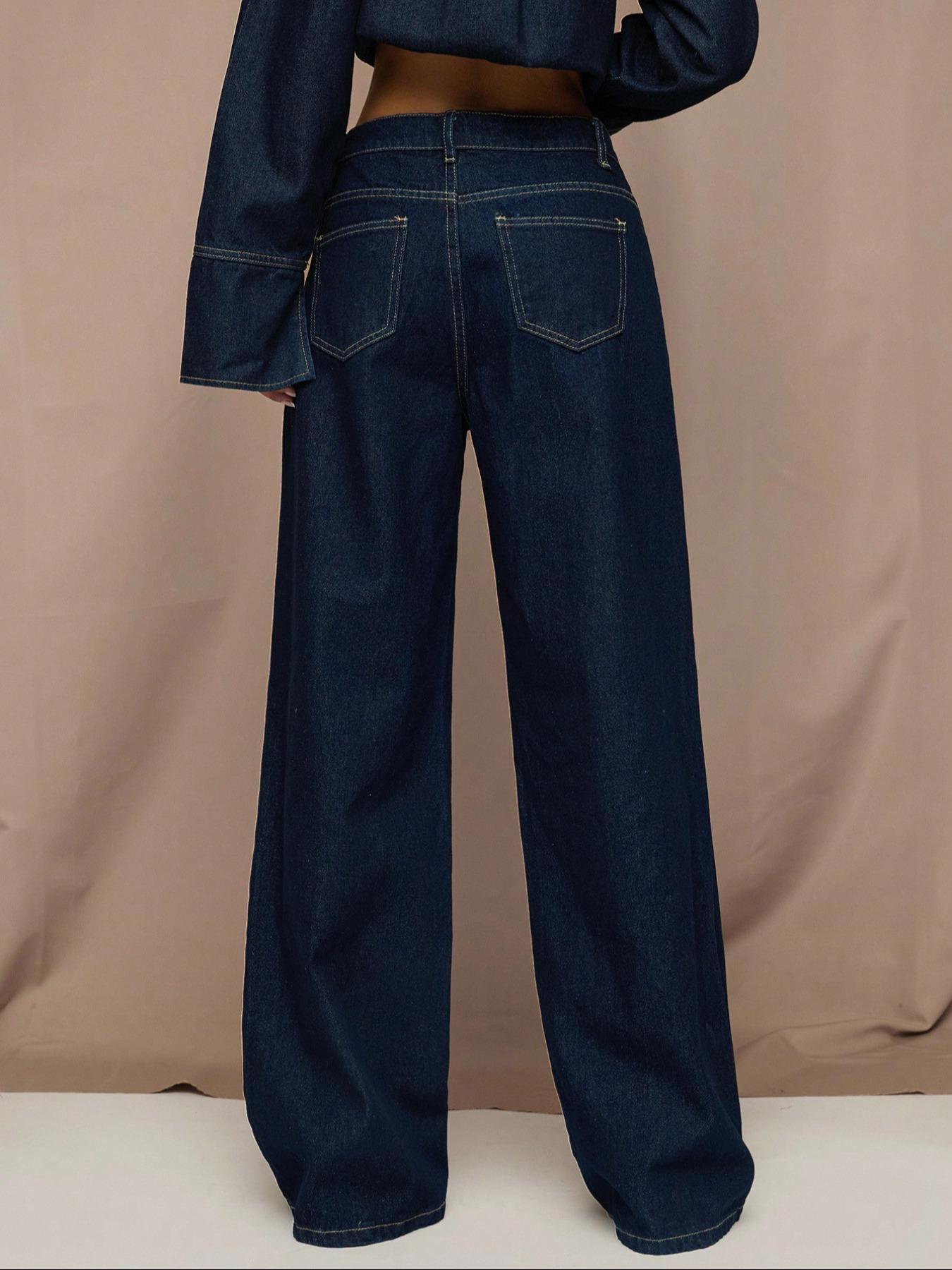 Women's Classic Washed Denim Jeans, Casual Loose Straight Leg Pants, New Versatile Long Jeans, Elegant All Seasons Wear
