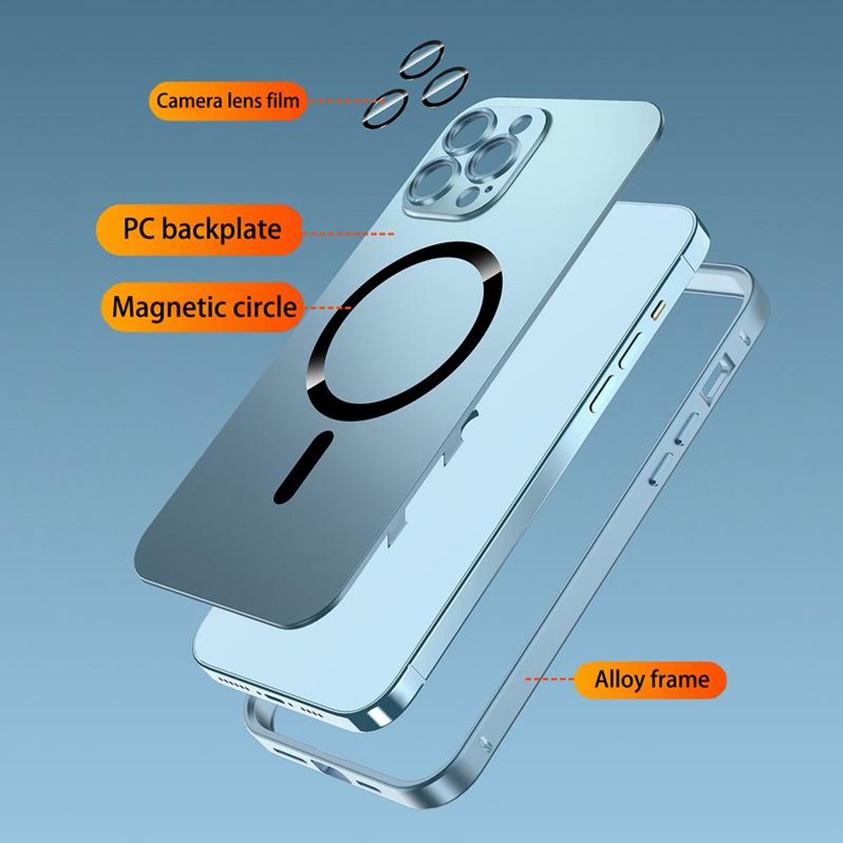 Alloy Aluminum Case for iPhone 17/16/15/14/13 Pro Max – Ultra Thin Metal Protective Cover with Full Lens Protection & Wireless Charging Support Protector Cellphone Smartphone Casing Shockproof White