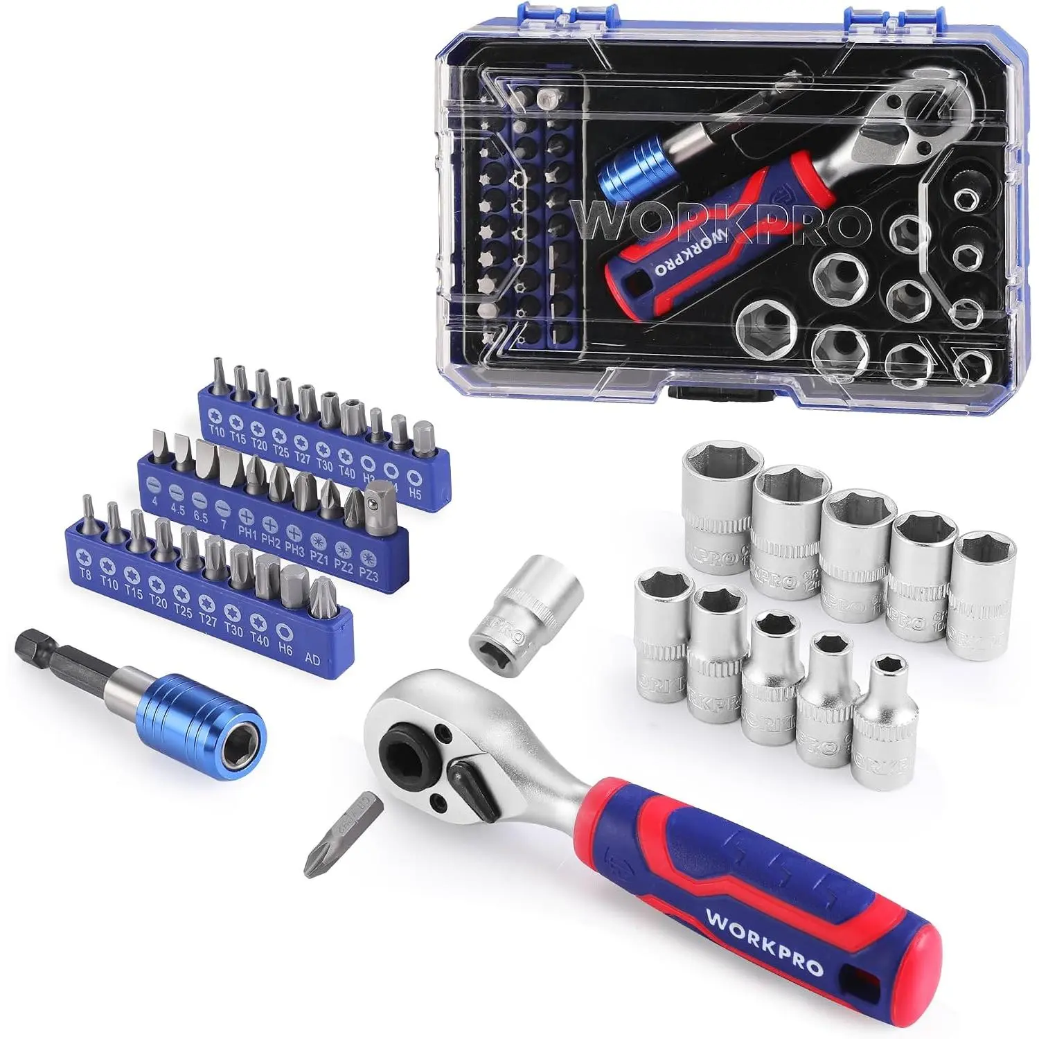 Mini Socket Ratchet Wrench Set, 42-Piece Hand Tool Kit, Metric Sockets 4-13mm