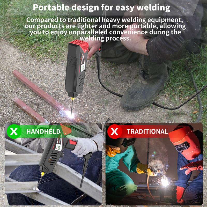 110V Portable Handheld Welder, 110V 20-250A Adjust Portable Welder with Rotary Switch & Digital Display Welding Gun, 1/16-1/8" ARC Stick Welder, Handheld Welder Portable Welding Machine