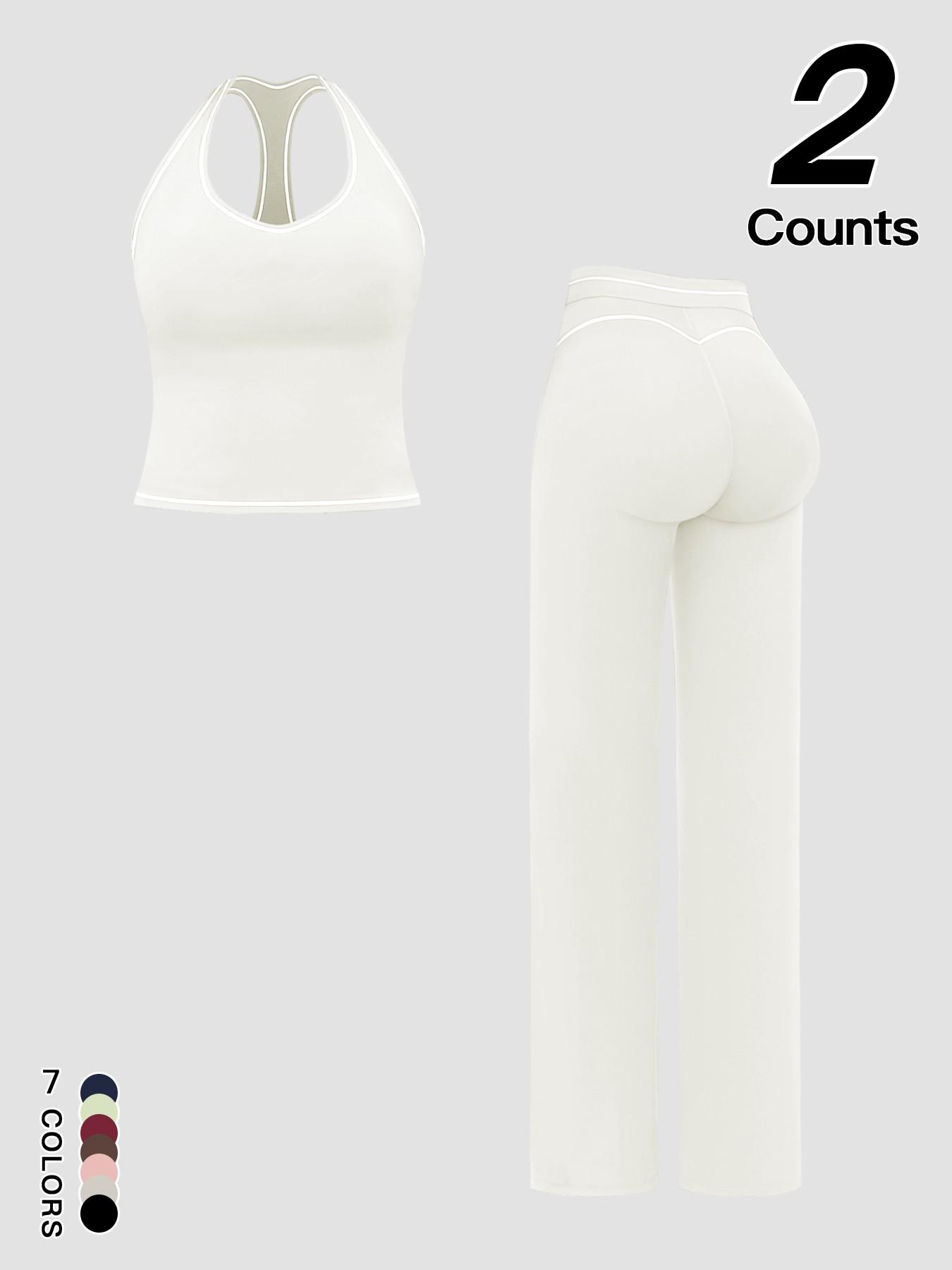 Sports Women's Quick-Dry Halter Tank Top Outdoor Yoga Tummy-Control Flared Pants Casual Active Wear for Spring and Fall Sports Women's Quick-Dry Halter Tank Top Outdoor Yoga Tummy-Control Flared Pants Casual Active Wear for Spring and Fall