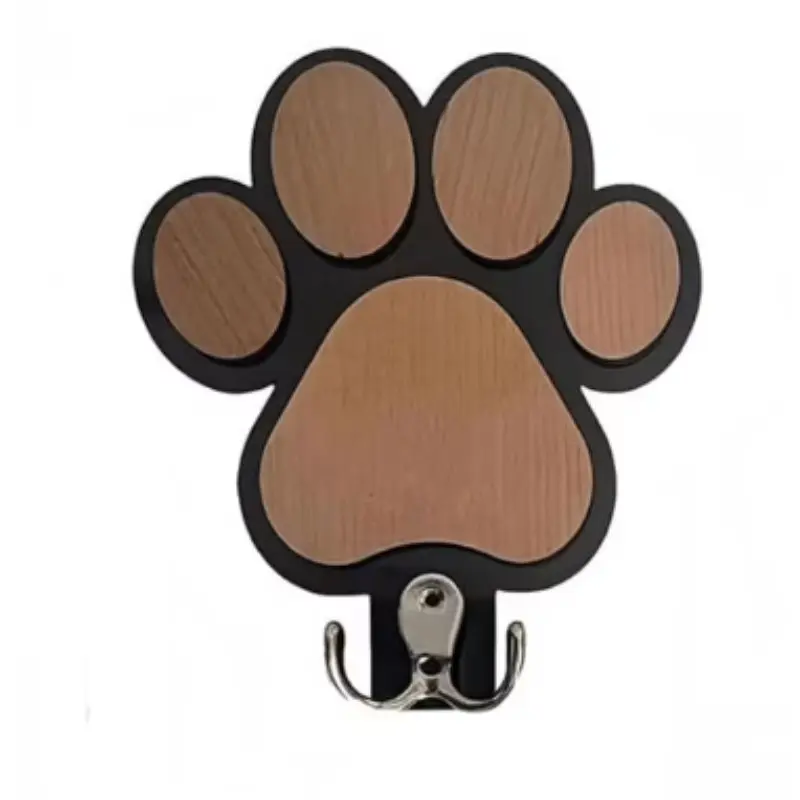Handmade Wooden Paw Print Wall Hook, Polished Surface, Ideal for Bathroom and Bedroom Decor, Perfect for Towel and Clothes Storage
