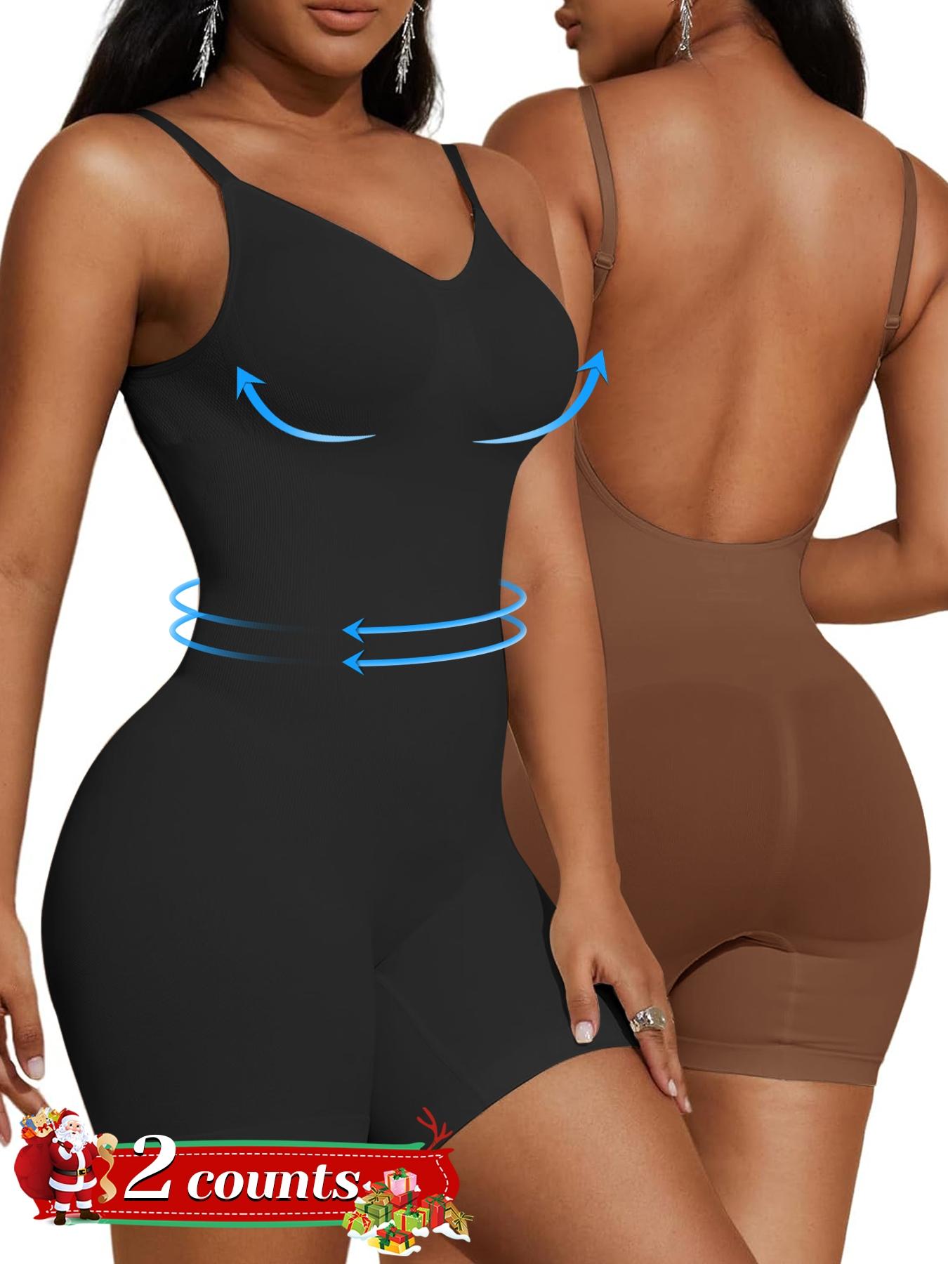 Women's Solid Backless Adjustable Strap Shapewear Bodysuit, Tummy Control Butt Lifting Seamless Shaper, Women's Shapewear for All Seasons