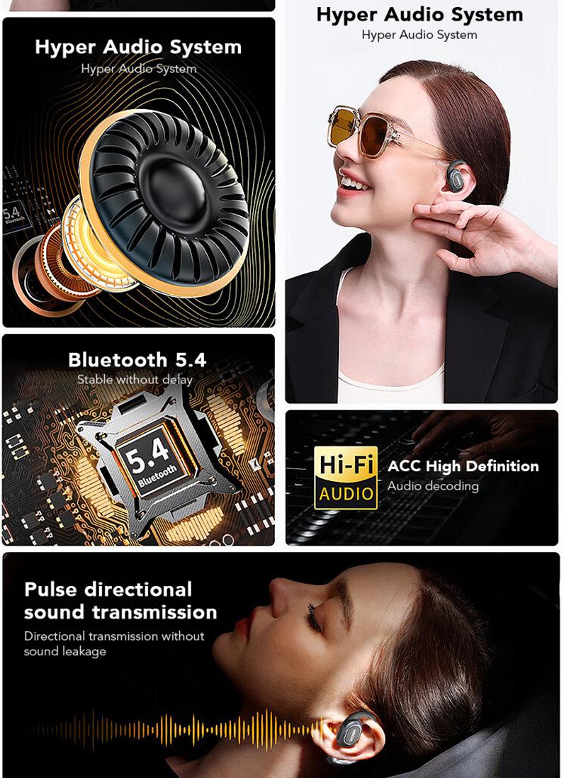 MINISO MS156 Open Ear True Wireless Headphones Long Battery Life HiFi Stereo Sound Wireless Earhooks Headset  Electronic Audio Waterproof Sport Earbuds