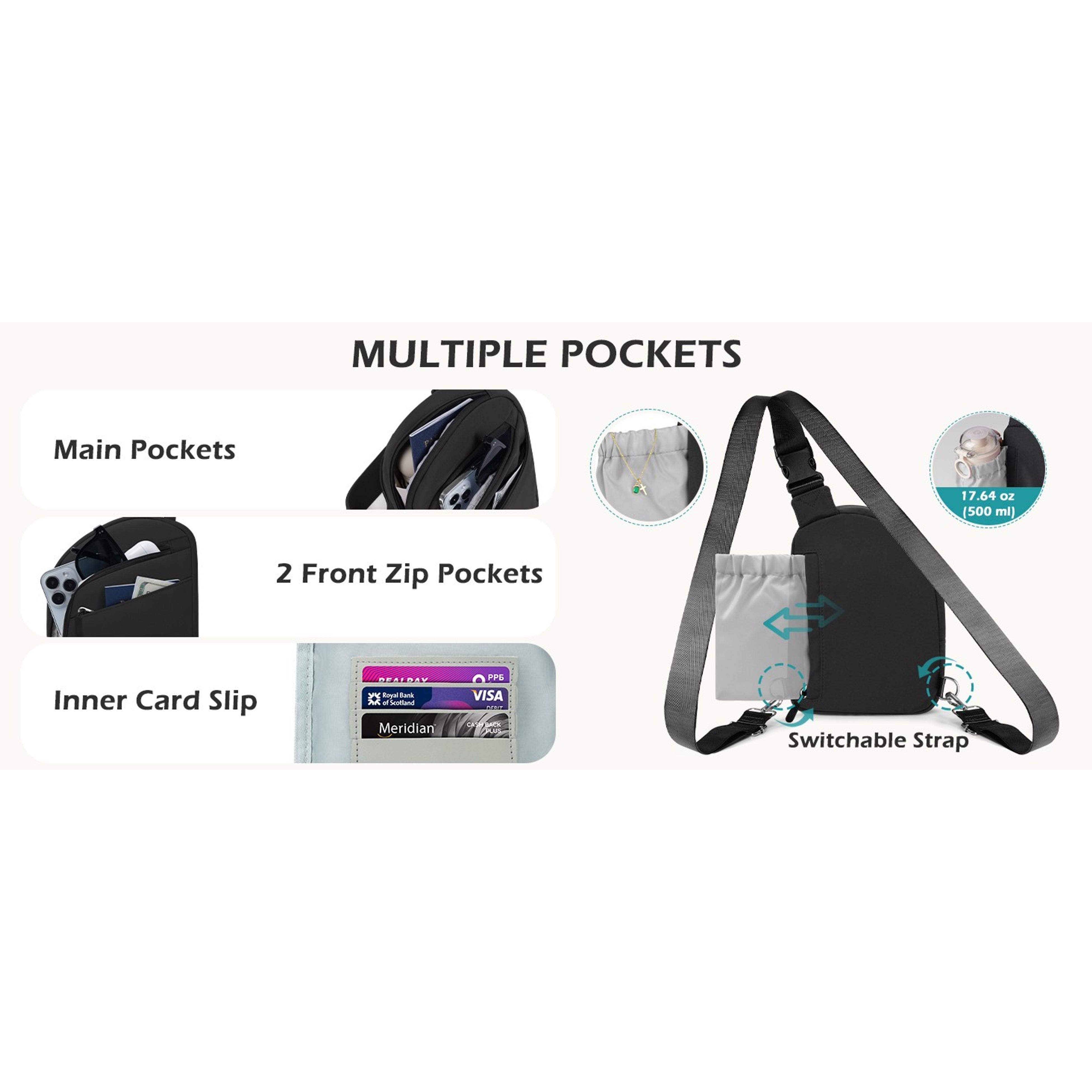 Anti-Theft Crossbody Sling Bag for Women & Men, Small Travel Shoulder Purse Wallet with RFID BlockingGift