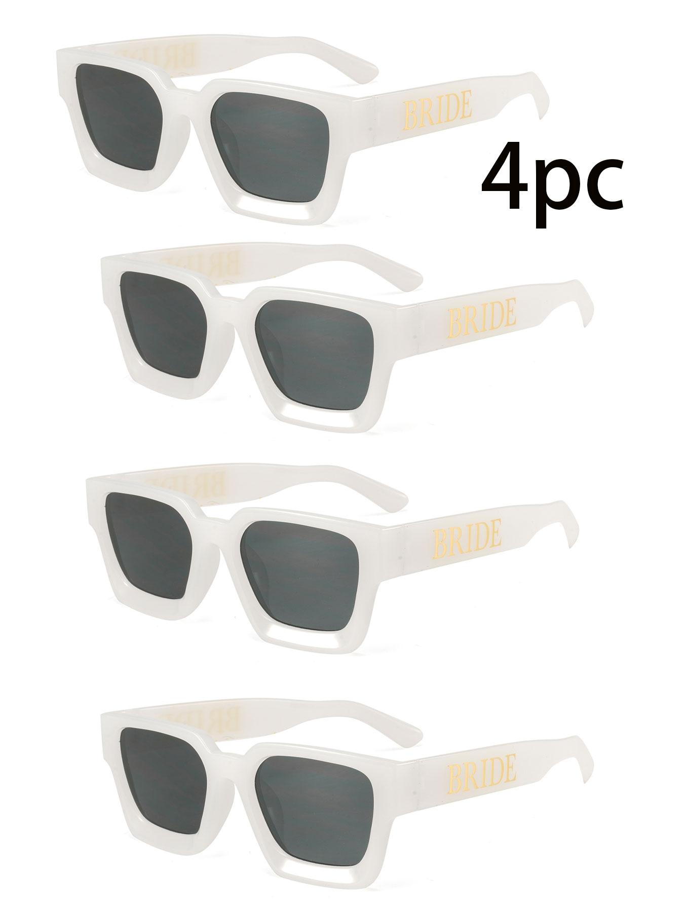 Women's Bride Sunglasses, Letter Design, Rectangular Small Frame, Multi-Color Options, Elegant Wedding Accessory, Party Style