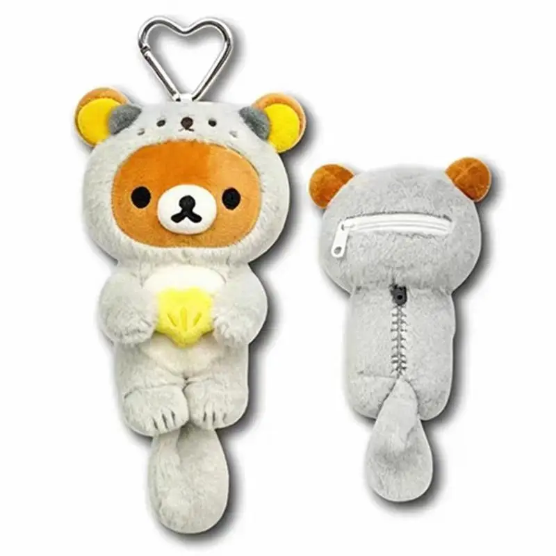 Rilakkuma Otter Cosplay Plush Keychain Mini Zipper Coin Purse Heart Carabiner Korilakkuma Kiiroitori Stuffed Bag Charm Girl Gift