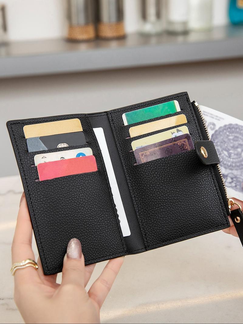 Women's Simple Plain Color Zipper Coin Purse, Casual Versatile Small Pu Card Holder, Simple All-match Purse for Daily Used, Fashionable Card Holder