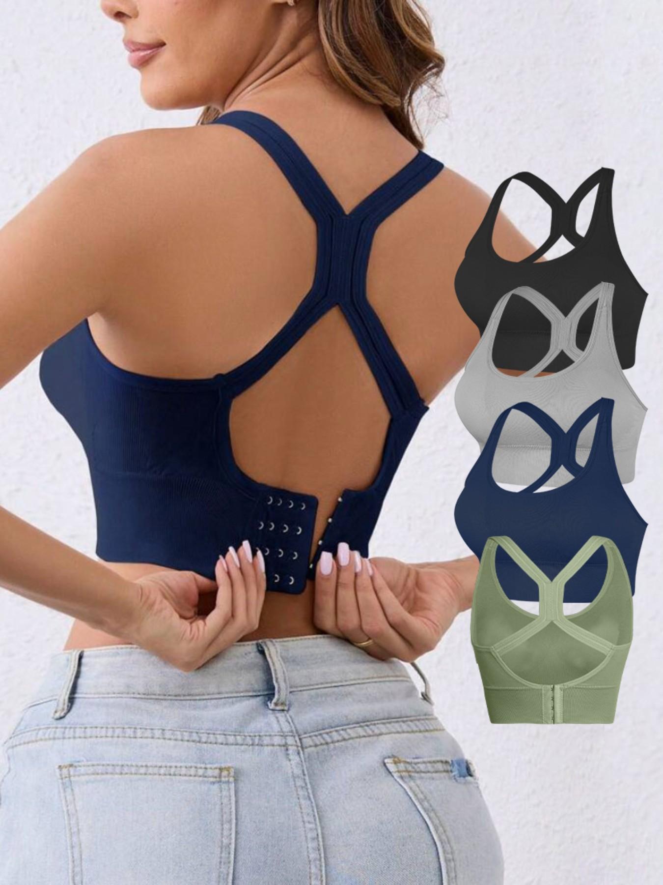 Women's Wireless Sports Bra, Sporty Bra, Fitness Bra, Sportswear Bra, Detachable Pads, Seamless Cross Back, Breathable Fabric, Yoga Running Workout Lingerie, Sports Bras Pack