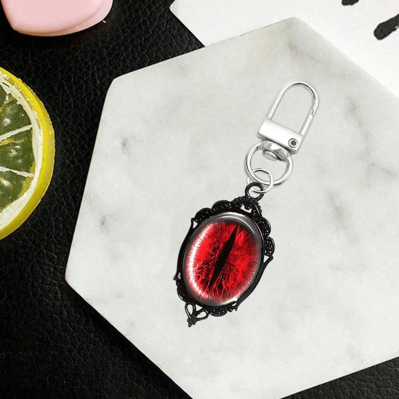 Vintage Gothic Dark Series Alloy Pendant, Fashion Charm Keychain, Blood Gem Demon Eye Pendant, Decorative Accessory for Wallets, Backpacks, Luggage