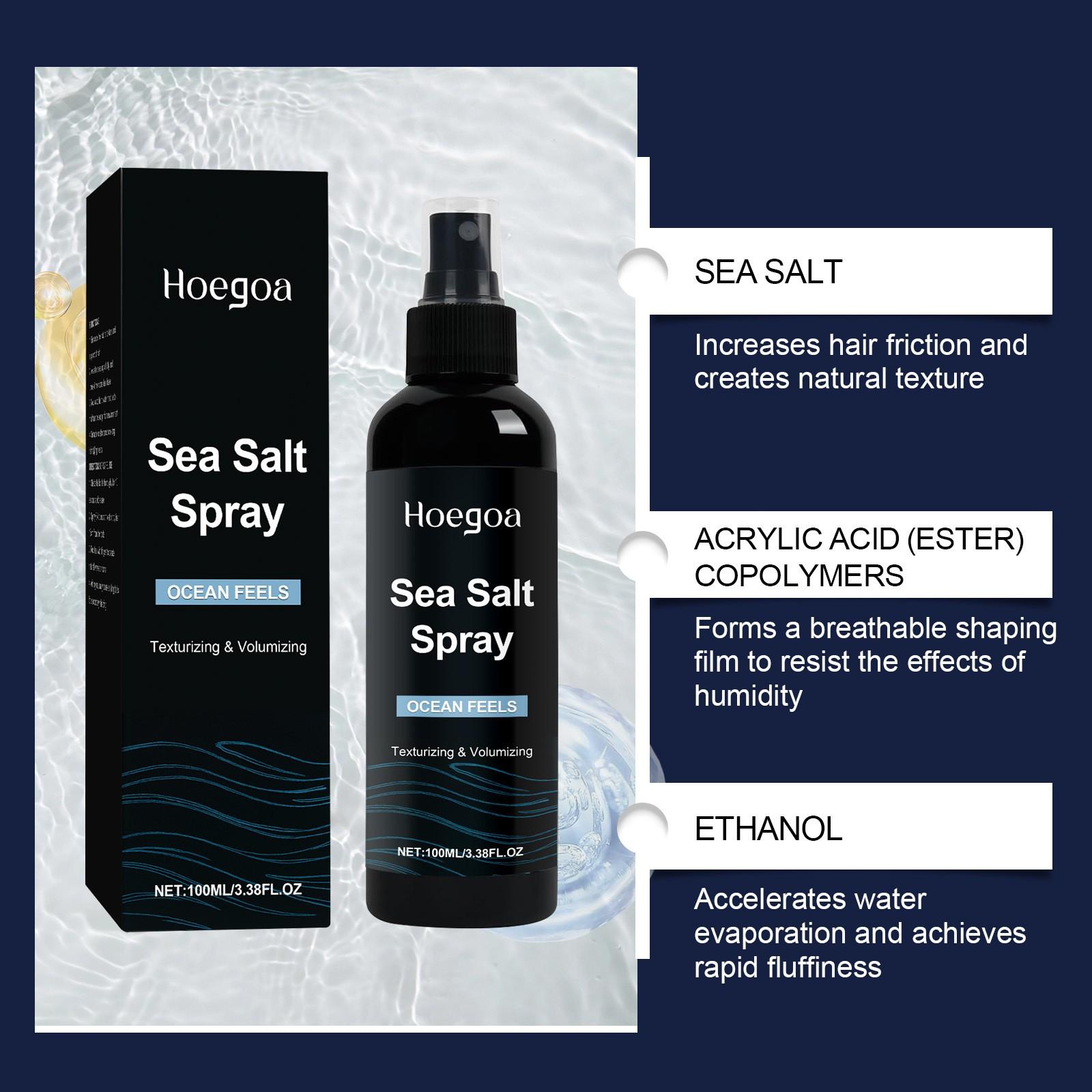 Hoegoa Men's Sea Salt Styling Spray, Haircare Gentle Lightweight Volumizing Long-Lasting Fresh Root Texture Care, Hair Gel for Volume & Shine, Daily Use