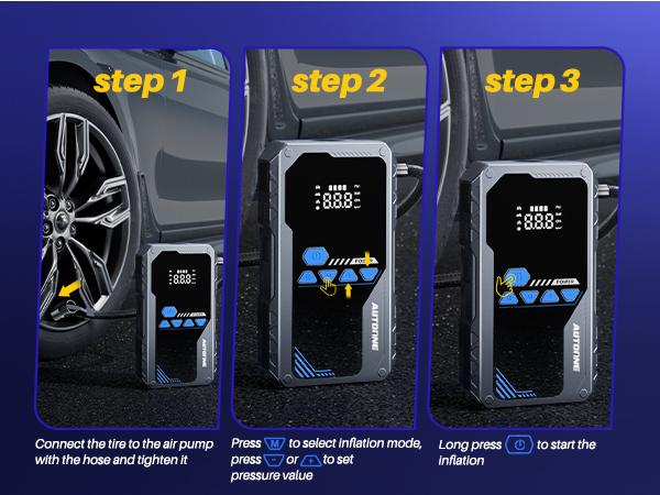 AUTOONE 12800mAh Jump Starter with Air Compressor (10L Gas/8.0L Diesel), 150PSI Car Battery Jumper Starter Portable, 4000A Jump Box Tire Inflator with LED Flashlight, LCD Display, Storage Case