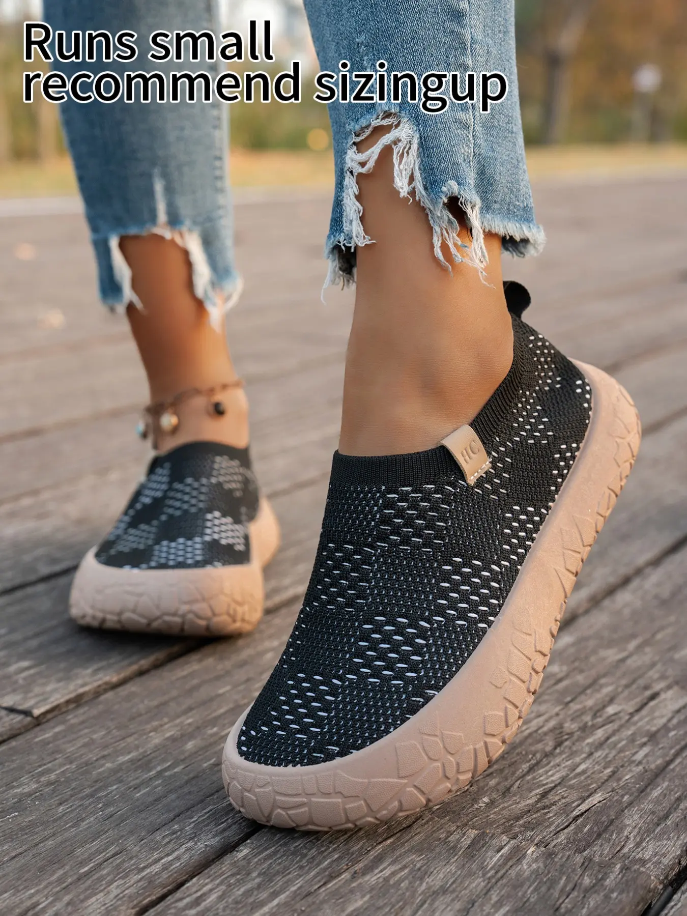 Women’s Geometric Dot Knit Slip-On Sneakers, Low Top Casual Walking Footwear, Slip On Shoe, Walking Shoes with Hollow Knit Uppers and Rugged Textured Chunky Outsoles for Daily Errands, Outdoor Strolls and All-Purpose Everyday Outfits