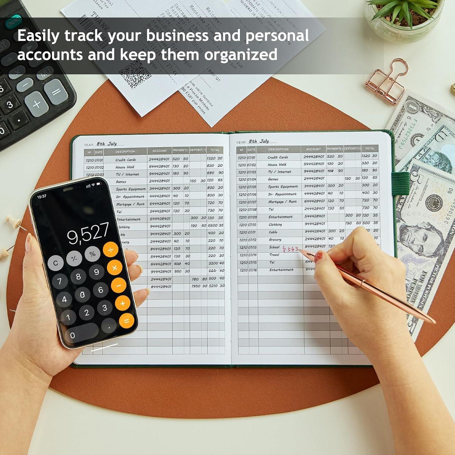 ccounting  Book: Business Expense Trcker Notebook - Personl Finnce Checkbook for Smll Business or Personl Use - Simple  Books for Bookkeeping - Drk Green,.8" x 8."