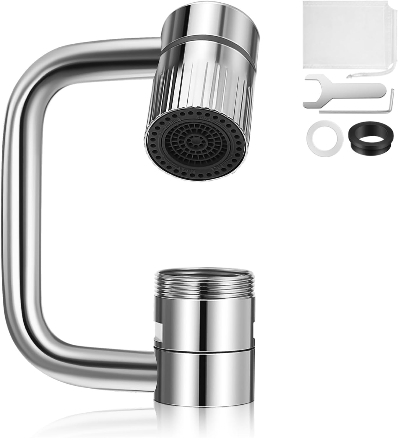 Rotatable Faucet Aerator Extension - for Effortless, All-Angle Control, Rotating Swivel Faucet Aerator Extender, Kitchen Bathroom Sink Faucets Sprayer Attachment with 2 Mode Splash(1PC)