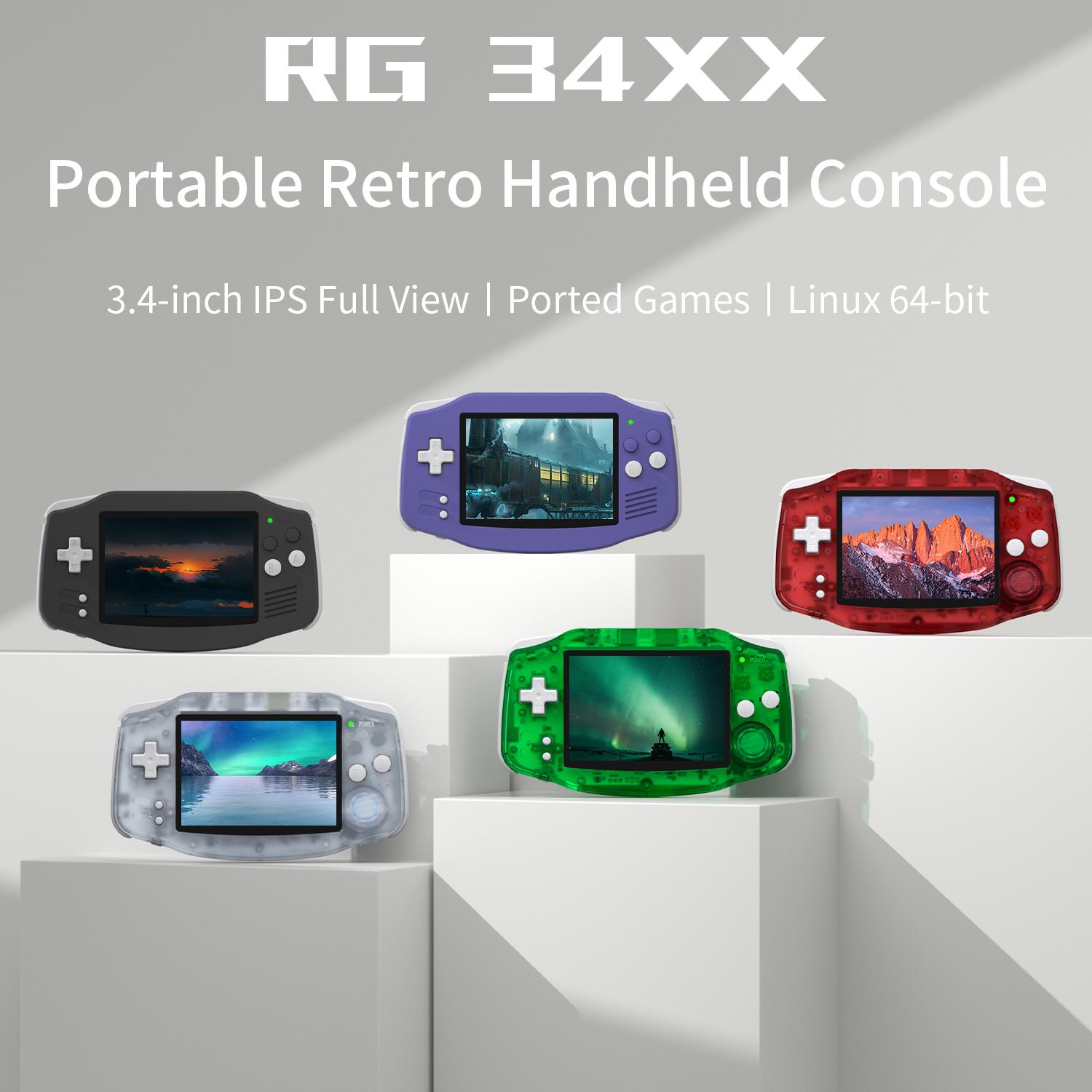 ANBERNIC RG34XX Retro Handheld Game Console 3.4" IPS Screen Linux 64-bit System Portable Video Gaming Console Support 5G WiFi Bluetooth,Streaming,HD TV Output Protection Rg34Xx-Indigo+64Gb