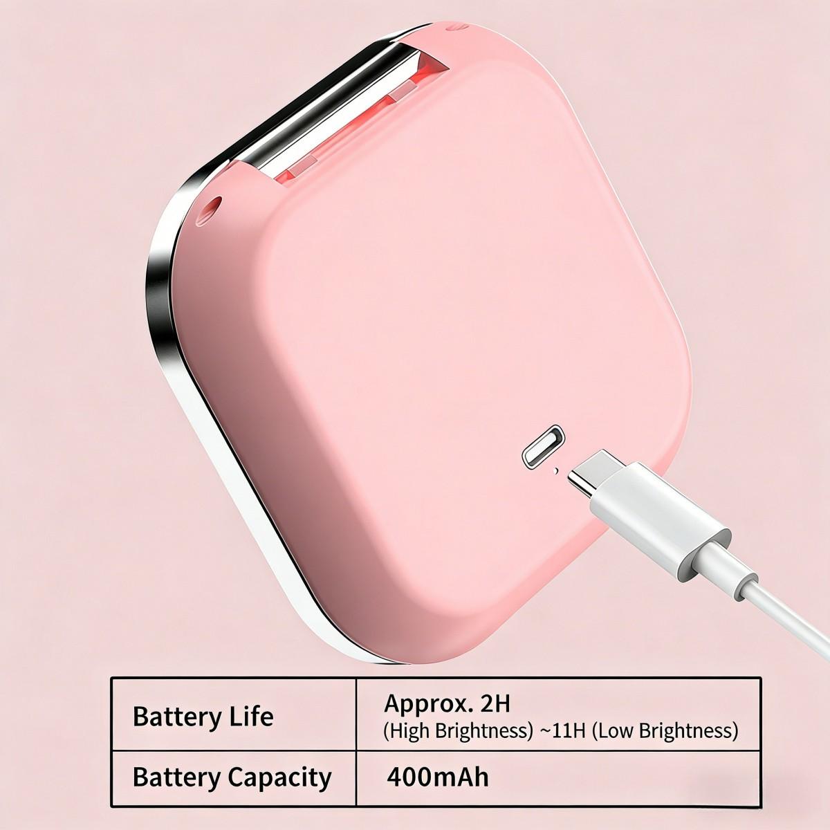 Portable LED Makeup Mirror, Single-Sided with Light, Three-Color Light, Foldable Handheld USB Charging Mini Makeup Mirror, Compact Desktop Vanity Mirror