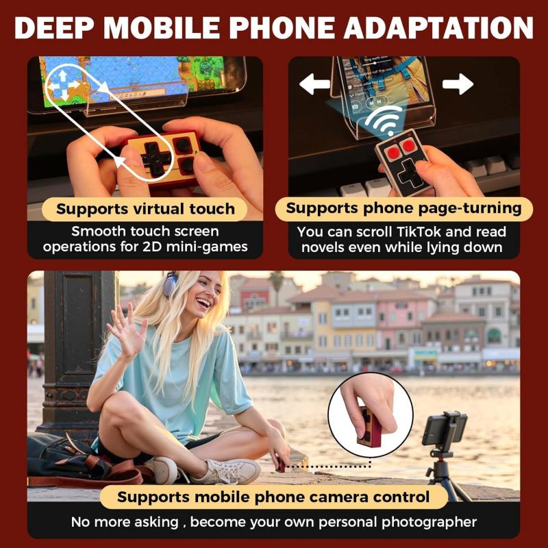 IINE Mini Controller (for iPhone/iPad/Android) a portable wireless controller that supports TikTok swiping, e book page turning, music control, PowerPoint clicking, and selfie shutter functions. The perfect gift.