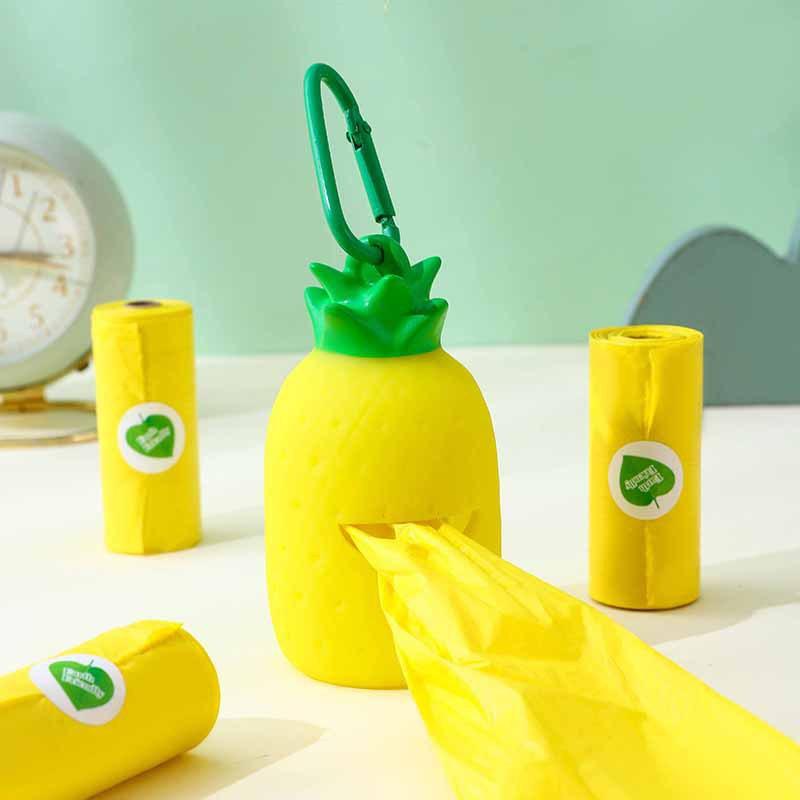 Adorable Pineapple Dog Poop Bag Dispenser Hanging Waste Pouch Storage Holder Practical Outdoor Pet Walking Clean Accessory