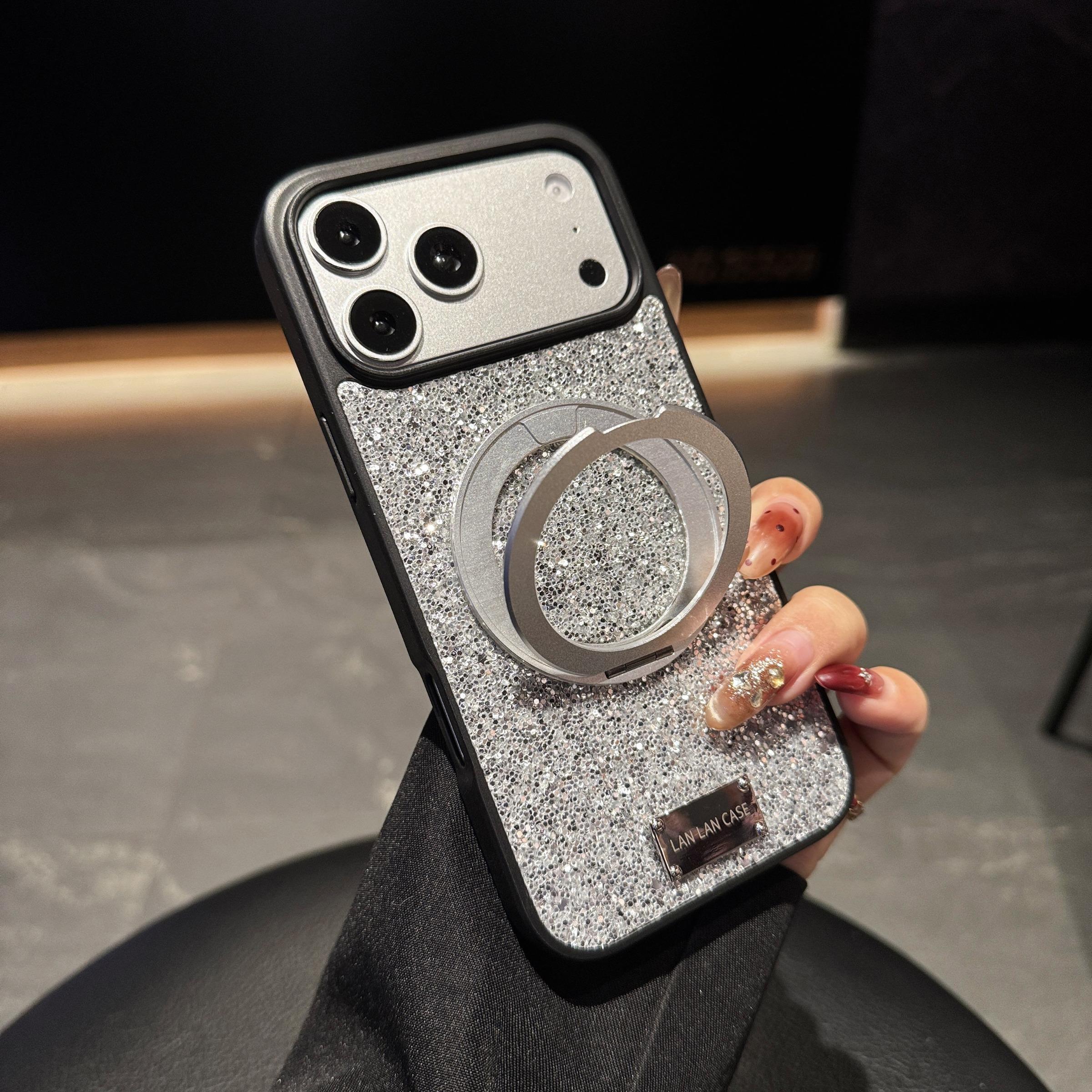 Women's Shell Compatible with iPhone 17/17 Pro/17 Pro Max, Glitter 360 Rotation Magnetic Stand, Apple Protective Case, iPhone Cover