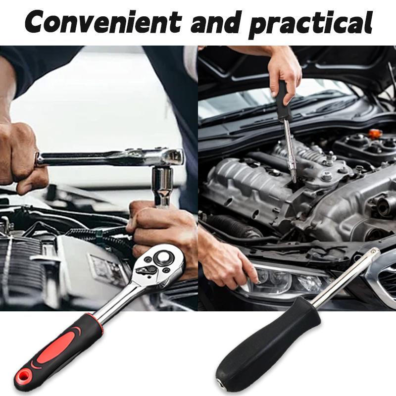 46Pcs Wrench Set with Socket Kit, manual toolboxes for car and mechanical maintenance, Includes Ratchet Set, Storage Case, Drill Socket & Extension - Durable Stainless Steel Tools for Home and Auto Repair