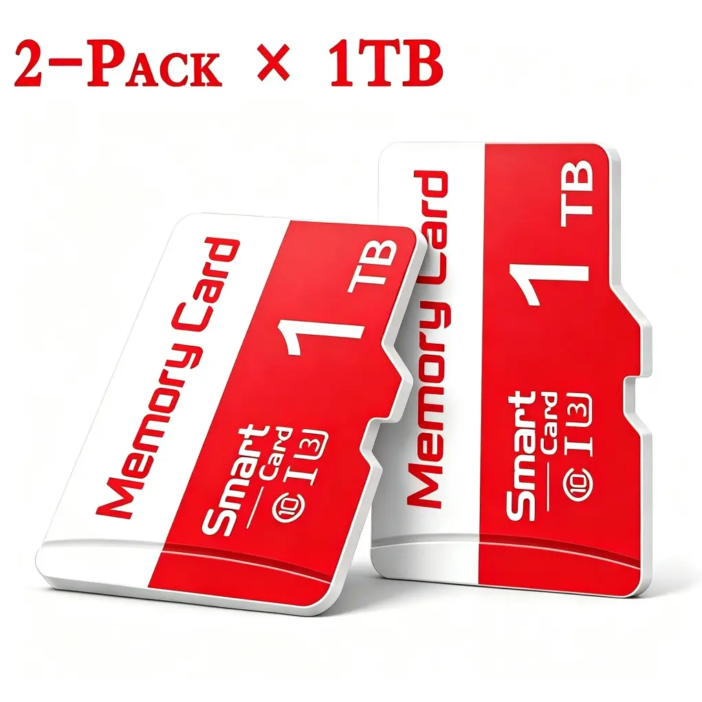 1TB TF Micro SD Memory Card Bundle (2-Pack) - Shockproof, Includes SD Adapter + Card Reader, Compatible with Cameras, MP3 Players, GPS Units