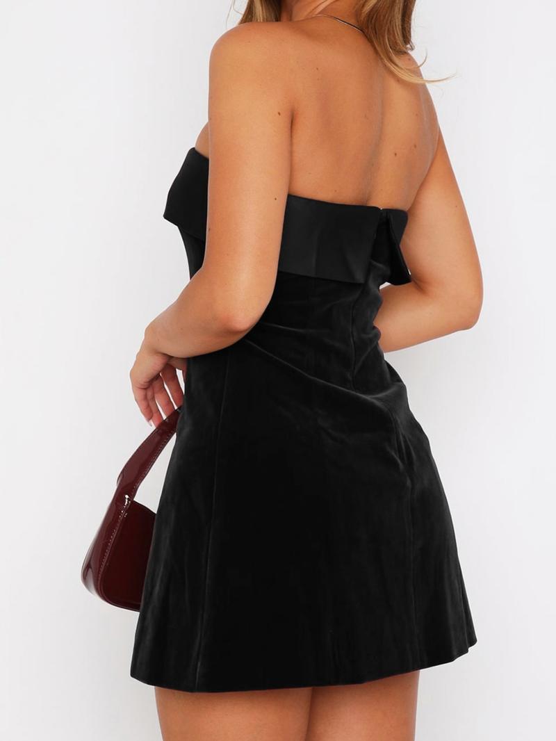 Women Velvet Strapless Party Dress Sexy Occasion Wear Velour Mini Dress Elegant Formal Dress