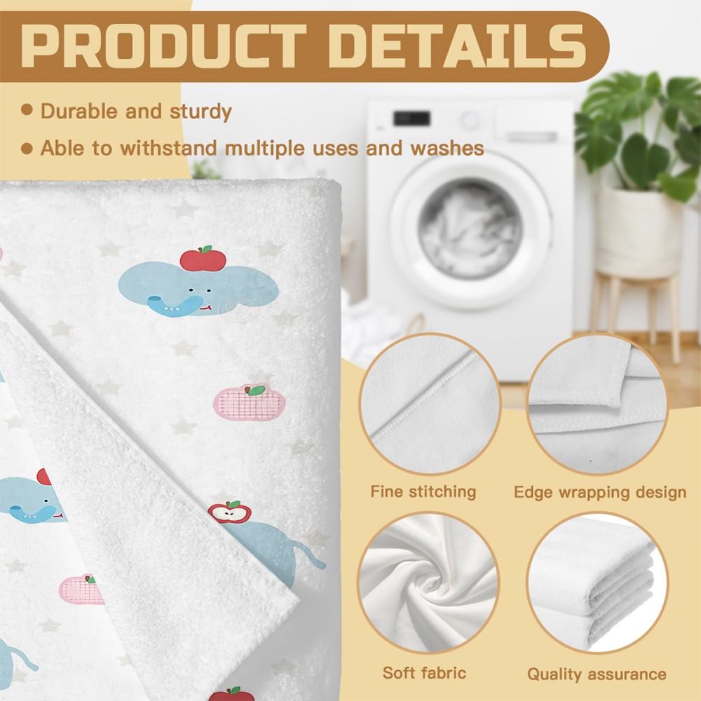 Cartoon Baby Elephant Beach Towel, Cute Printed Design, Lightweight and Quick-Drying Pool Towel, Suitable for Young Children and Teens for Poolside, Vacation, Travel, and Outdoor Summer Use Bath Towel Blanket