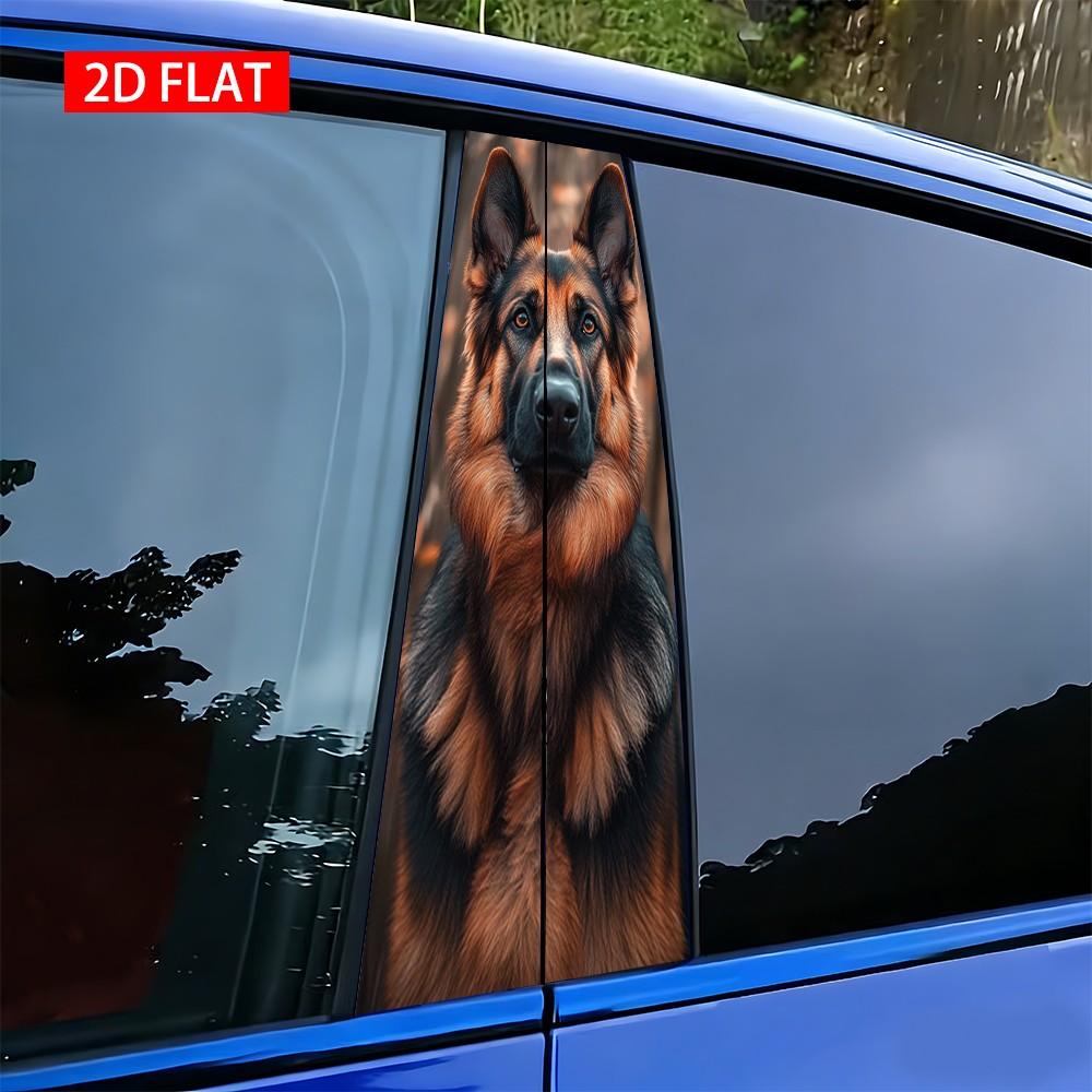 2 Sets German Shepherd Car B Pillar Stickers, Self-Adhesive PVC, Waterproof Scratch-Resistant, Ideal for Car Exterior Decoration