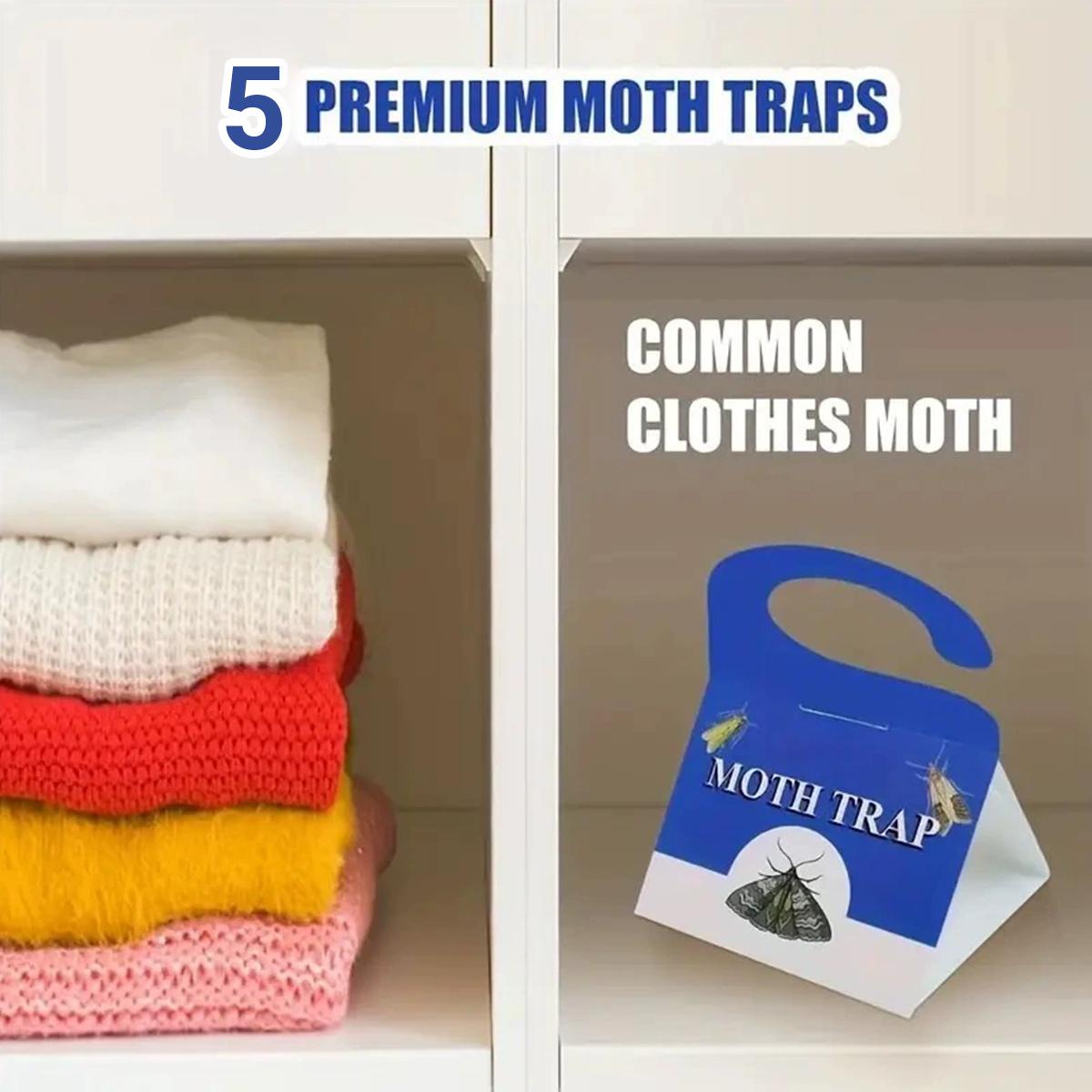 5-Pack Clothes & Carpet Moth Monitoring Traps Pheromone Sticky Moth Traps Set, Non-Toxic Glue Trap, Efficient for Closet Textile Moths & Food Storage Cupboard Moths for Wardrobe | Premium Moth Monitoring Catchers Indoors Moth Traps