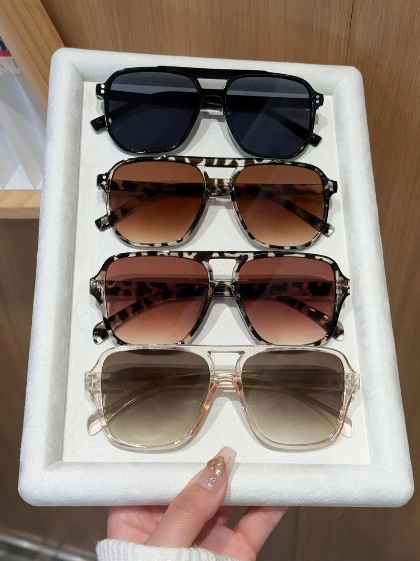 Unisex Fashionable All-match Trendy Aviator Plastic Frame Sunglasses Set, Trendy Casual Sunglasses for Everyday Use, Fashion Accessories for Outdoor Activities, Trendy Styling Sunglasses, Trendy Frames Sunglasses