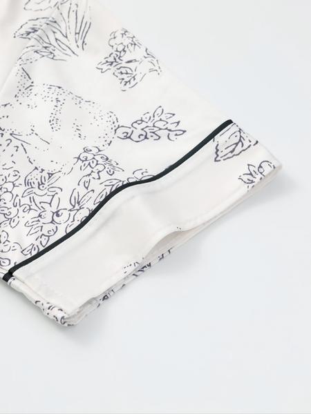 Women's Floral Button Front Pocket Shirt & Elastic Waist Pants Set, Casual Two-Piece, Short Sleeve Lapel Cardigan Top