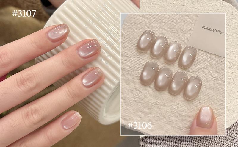 GAOY Summer Whisper Gel Nail Polish Set, 6 Icy Sheer Cat Eye Gel, Crystal Clear Holographic Nail Art for Beach Vacations & Pool Party Glam