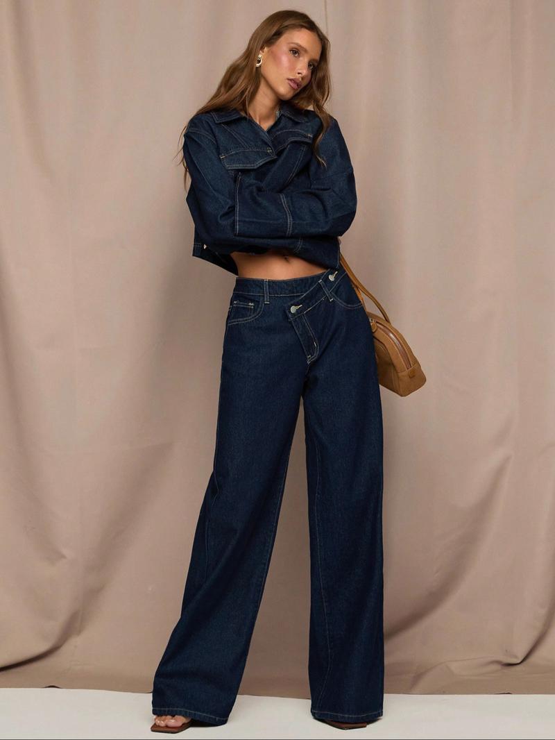 Women's Classic Washed Denim Jeans, Casual Loose Straight Leg Pants, New Versatile Long Jeans, Elegant All Seasons Wear