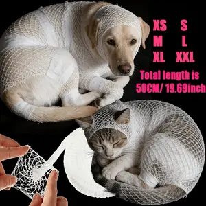Dog & Cat Tube Elastic Bandage, Mesh Protective Cover for Limbs, Body, Tail, Head, Suitable for Large & Small Pets, First Aid Use