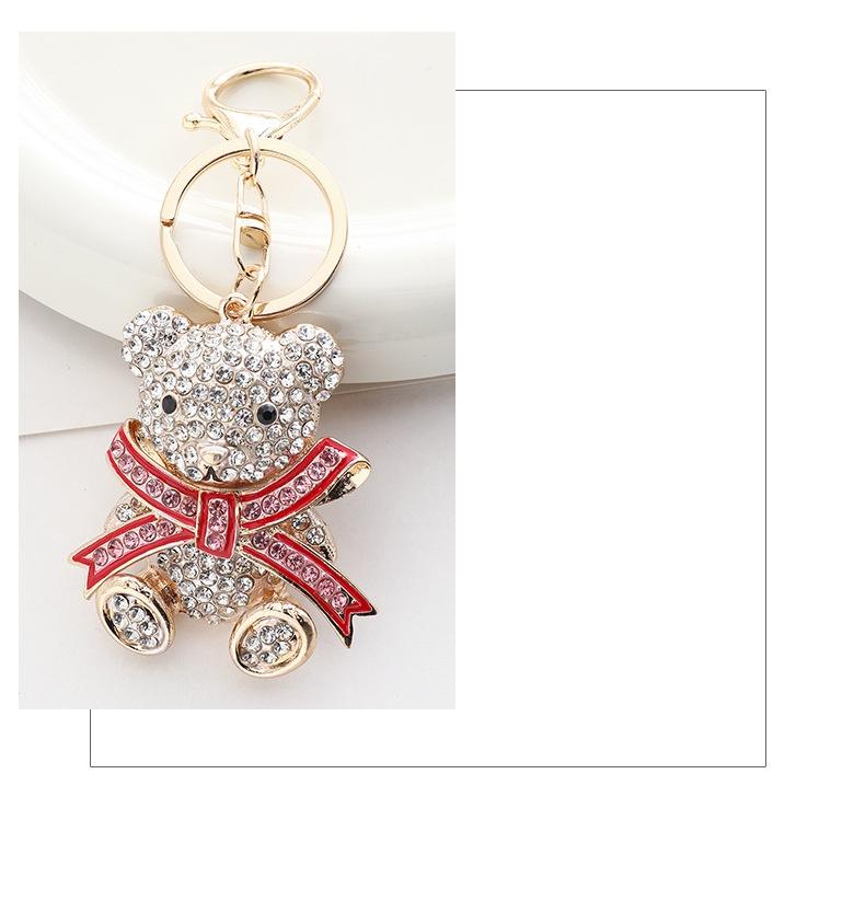 Bling Rhinestone Teddy Bear Car Mirror Hanging Ornament, Luxury Crystal Bowknot Animal Vehicle Charm, Aesthetic Coquette Girly Auto Interior Decoration, Fully Encrusted Bear Keyring Pendant Hanger Gift