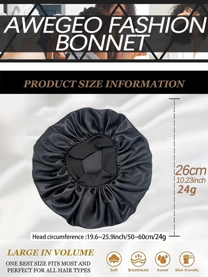 6 Pieces Pack,  Men's Bonnet Set, Pure Color Satin Sleep Cap, Unisex Casual Comfortable Home Use, Soft Silk-Like Material