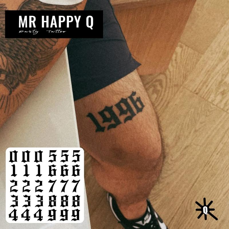 Temporary Tattoo Sticker Waterproof Arabic Numbers Lucky Number Pattern Gothic Style Unisex Hand Finger Tattoos Fashion Art Font High Quality Printing