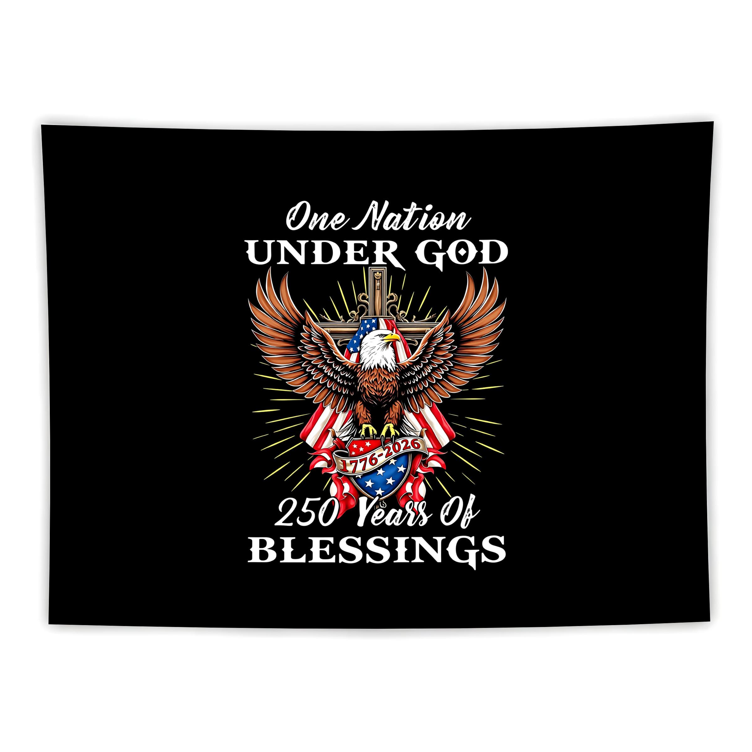 250th Anniversary 1776-2026 American Eagle Tapestry, One Nation Under God Wall Hanging, Casual Knit Design, Model 114514