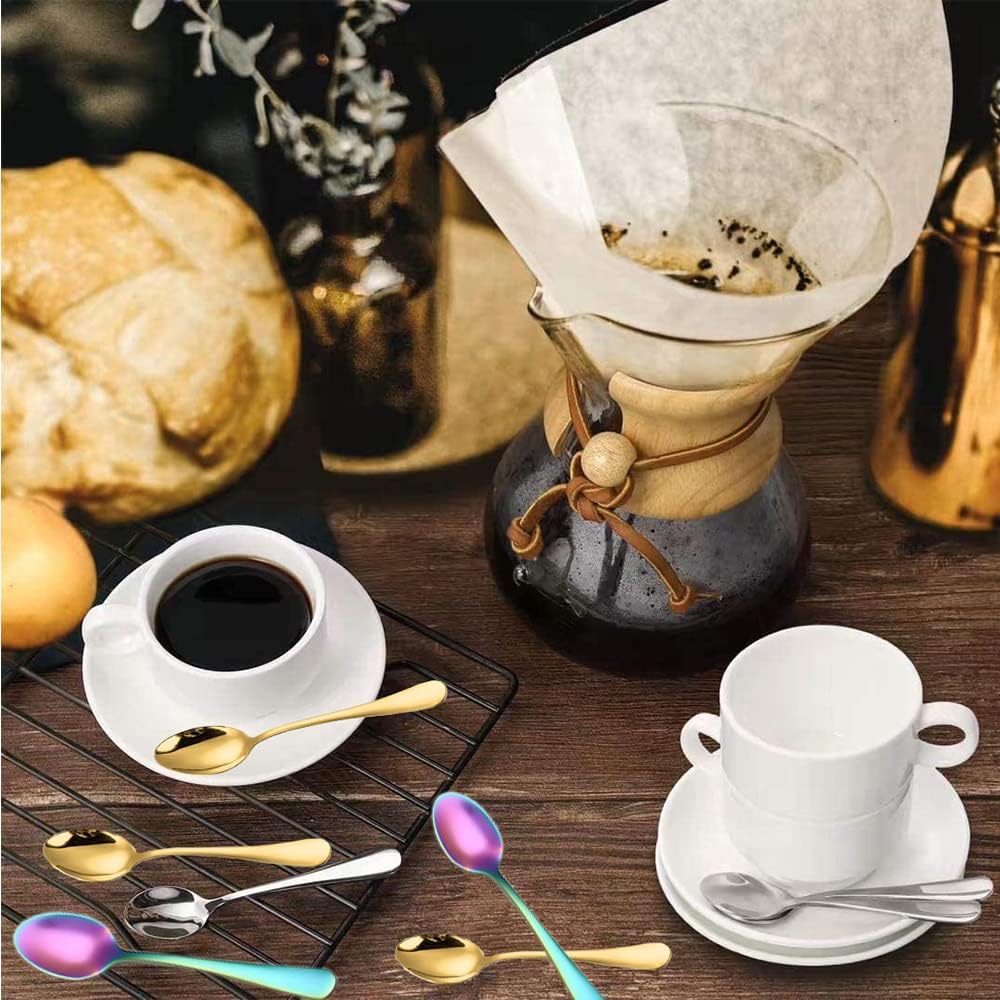 Demitasse Espresso Spoons, Mini Coffee Spoon, 5.5 Inches Stainless Steel Small Spoons for Dessert, Set of 6()