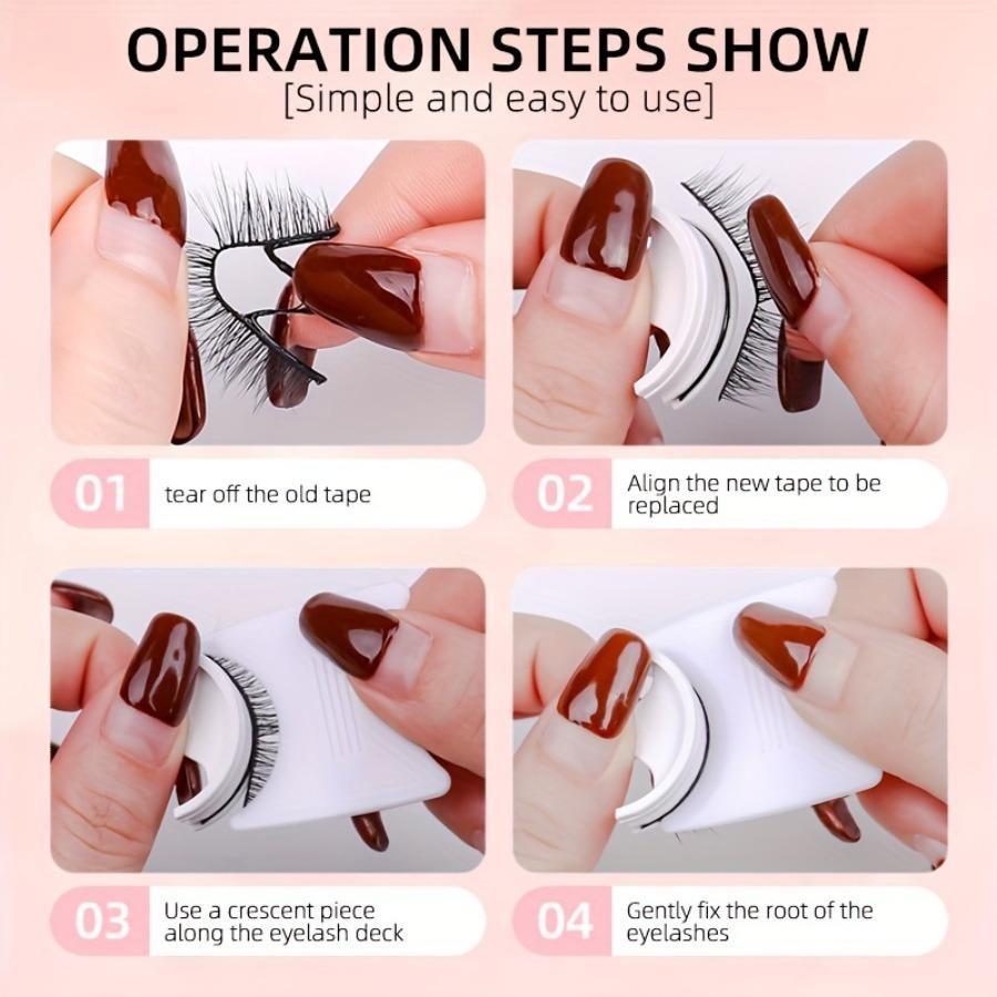 Self-Adhesive False Eyelashes Set of 3 Pairs, Pre-Glued Reusable Lashes, Cat Eye, Natural, Cross, Fluffy, Extra Thick, B/c Curl, 6-15mm, Cosmetic