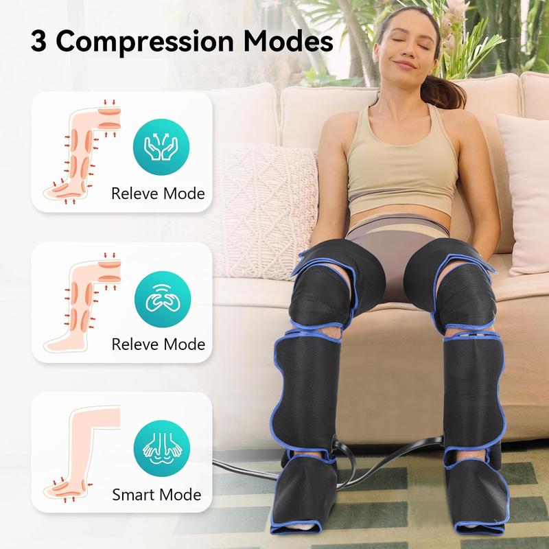 Full Leg Massager for Circulation & Ease Leg Tension with Heat & Compression 2 Heat 3 Modes 3 Intensities Perfect Gift for Men Dad Women Mom - Knee Pain Tool