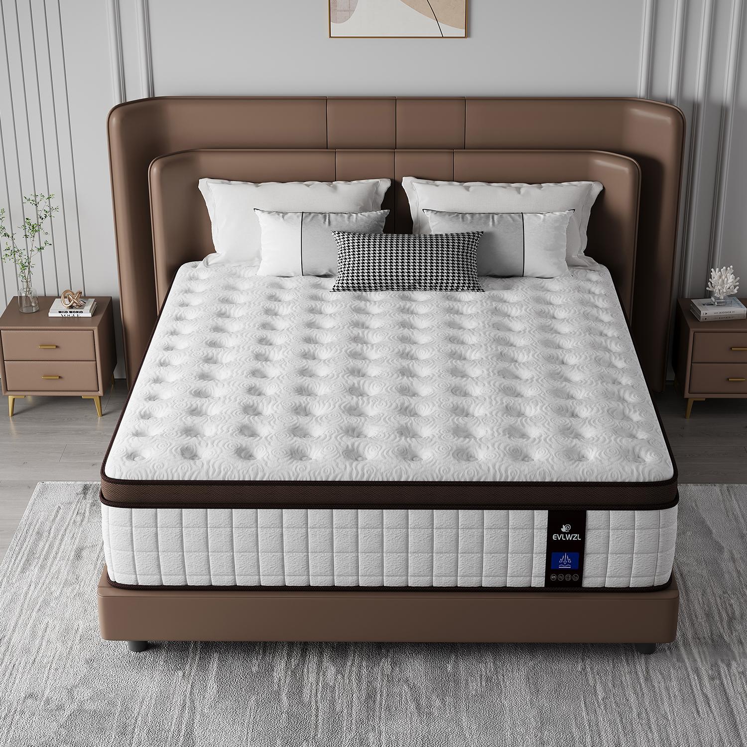 【miyedao】8/10/12/14 Inch Twin, Full, Queen, King Mattress Memory Foam And Spring, Hybrid MattressMedium Firmness, Lumbar Support, For Home Rooms Hotels, Boxed Halloween ChristmasGift Furniture Ergonomic mattress queen size mattress