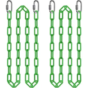 2Pcs 100" Swing Chain with Carabiners 1000 LBs Capacity Heavy Duty Coated Hanging Chains Porch Swing Chains with Hooks Green Chain for Hammock Chairs, Tree Swing, Hanging Chair, Punching Bags